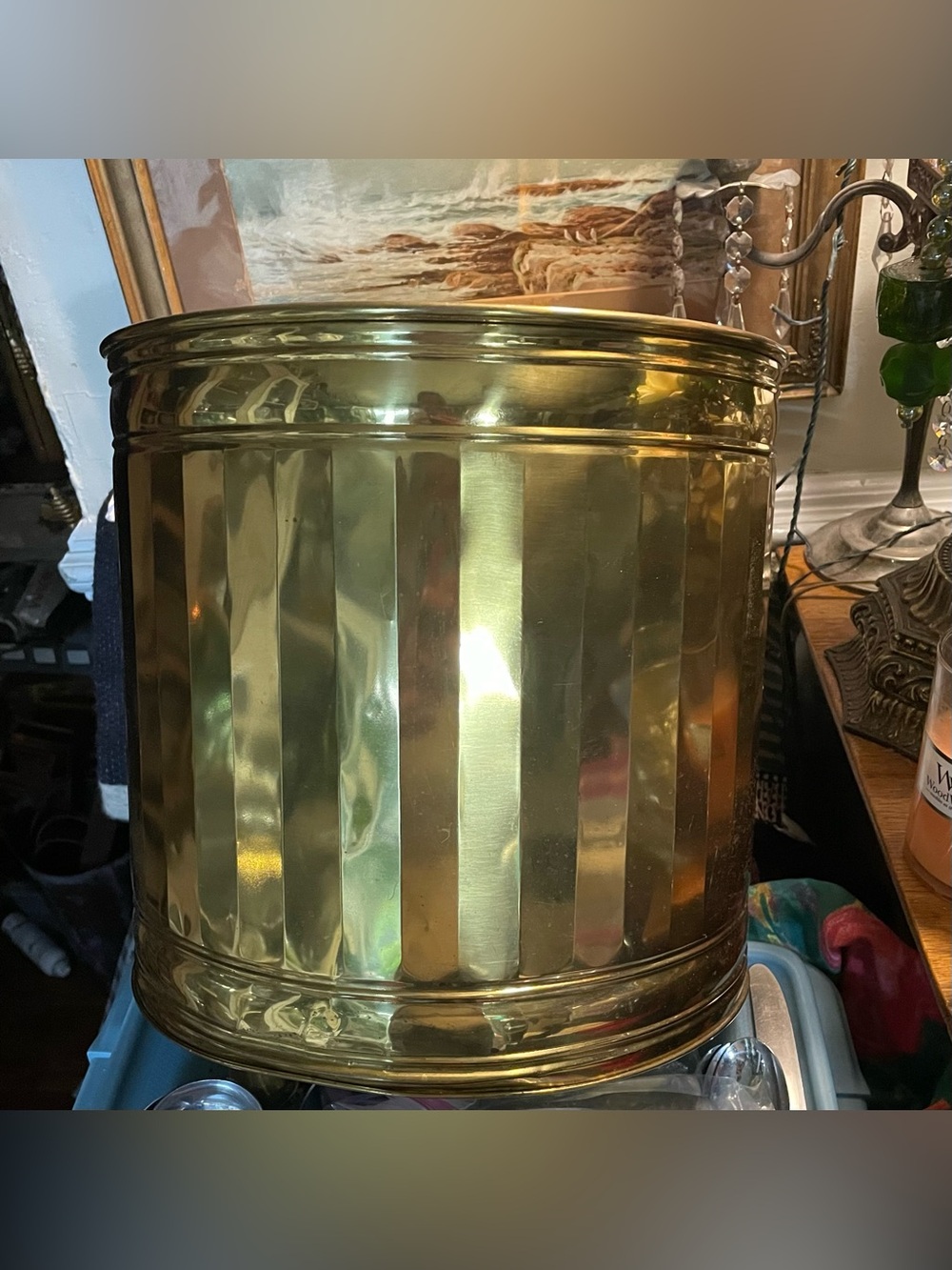 Vintage Hosley brass large container planter